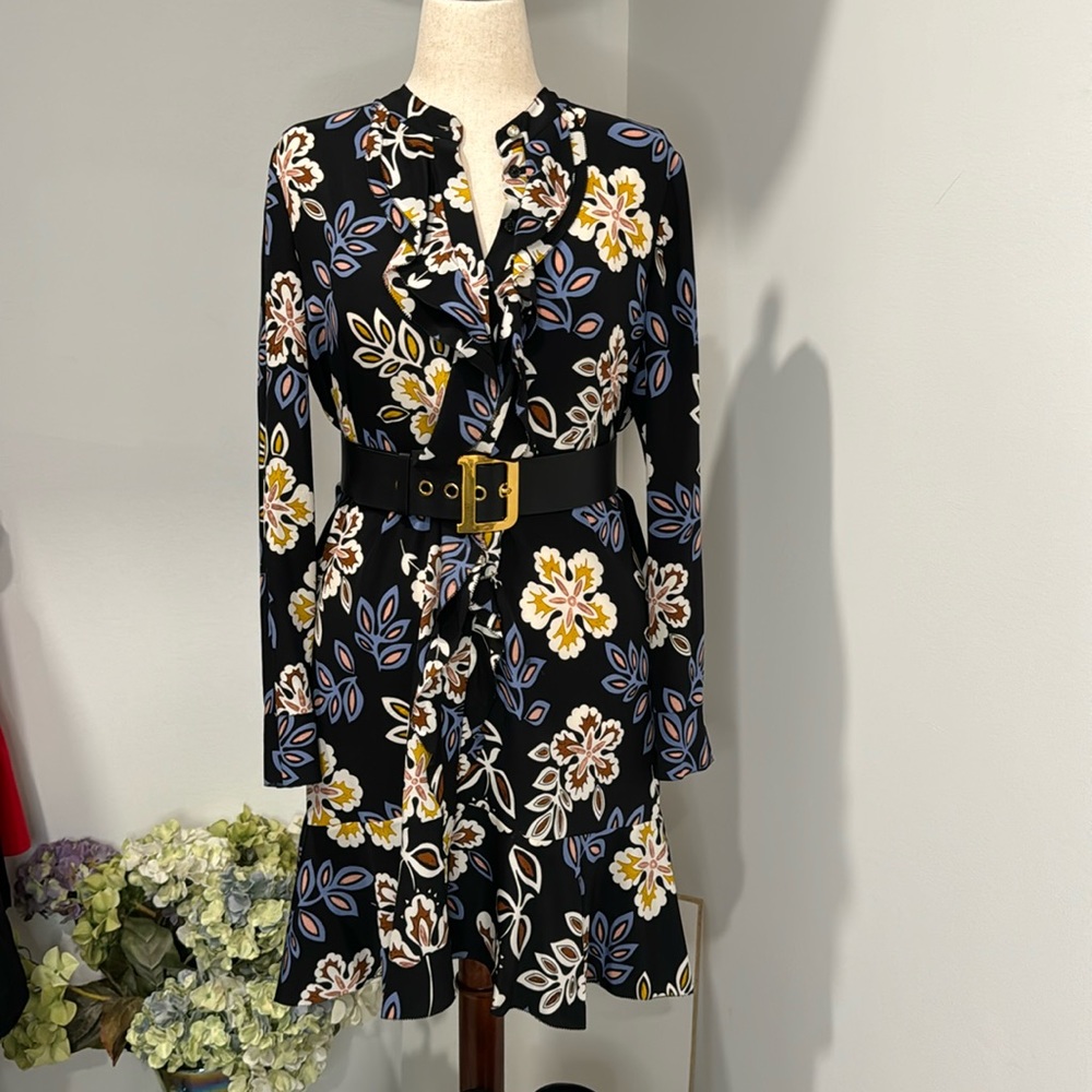 Tory Burch Black Floral Dress, Size 10